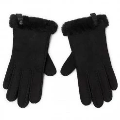 Accessoires Gants Femme Ugg - W Shorty Glove W Leather Trim 17367 Black 1 Noir