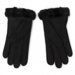 Accessoires Gants Femme Ugg - W Shorty Glove W Leather Trim 17367 Black 1 Noir -Promos Ugg Magasin 0000201692448 03 mt