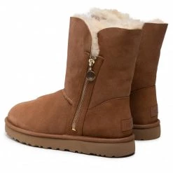 Femme Chaussures UGG - W Bailey Zip Short 1112480 Che Marron -Promos Ugg Magasin 0000207334915 02 kt