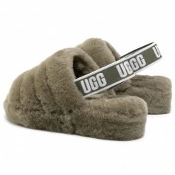 Femme Chaussons UGG - W Fluff Yeah Slide 1095119 Btol Vert -Promos Ugg Magasin 0000208310383 02 wj 1
