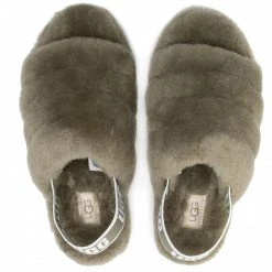 Femme Chaussons UGG - W Fluff Yeah Slide 1095119 Btol Vert -Promos Ugg Magasin 0000208310383 06 wj 1