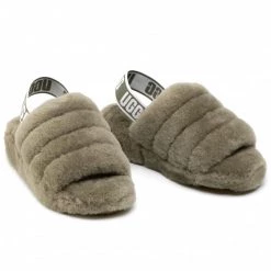 Femme Chaussons UGG - W Fluff Yeah Slide 1095119 Btol Vert -Promos Ugg Magasin 0000208310383 07 wj 1