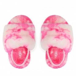 Enfant Chaussons UGG - T Fluff Yeah Slide Marble 1123638T Prspk Blanc, Rose -Promos Ugg Magasin 0000208890113 06 rz