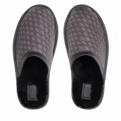 Homme Chaussons Ugg - M Scuff Logo Jacquard 1123734 Blk Noir -Promos Ugg Magasin 0000208953511 06 wj