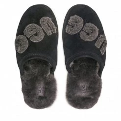 Homme Chaussons UGG - M Scuff Logo Sheepskin 1123773 Blk Noir -Promos Ugg Magasin 0000208953535 04 rz