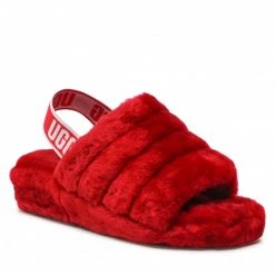 Femme Chaussons UGG - W Fluff Yeah Slide 1095119 Rbrd Rouge