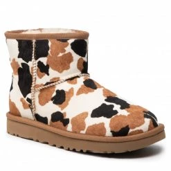 Femme Chaussures UGG - W Classic Mini Cow Print 1123353 Che Marron