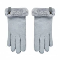 Accessoires Gants Femme Ugg - W Shorty Glove W Leather Trim 17367 Light Grey Gris