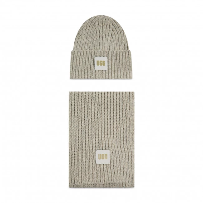 Accessoires Ensemble Bonnet + écharpe UGG - W Chunky Rib Knit Set 20270 Lgry Gris 5 Accessoires Ensemble Bonnet + écharpe UGG - W Chunky Rib Knit Set 20270 Lgry Gris – Image 3