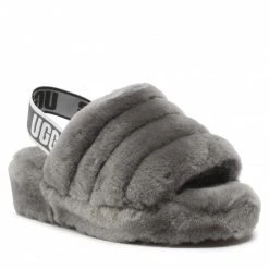Femme Chaussons UGG - W Fluff Yeah Slide 1095119 W/Chrc Gris