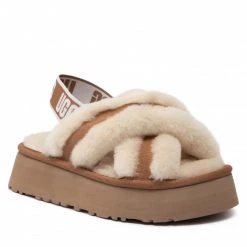 Promos Ugg Magasin 15 Femme Chaussons UGG - W Disco Cross Slide 1121550 Che Beige