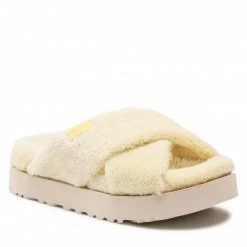 Femme Chaussons UGG - W Fuzz Sugar Terry Cross Slide 1126385 Bpdd Jaune