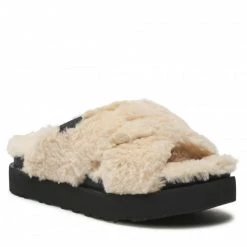 Femme Mules / Sandales De Bain Ugg - W Fuzz Sugar Cross Slide 1135131 NBLC Beige