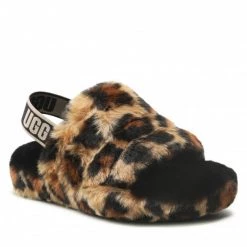 Unisexe Chaussons UGG - K Fluff Yeah Slide Spotty 1134954K Nat Marron