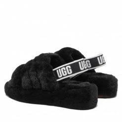 Femme Chaussons UGG - W Fluff Yeah Slide 1095119 W/Blk Noir -Promos Ugg Magasin 03 0000200679280 ts