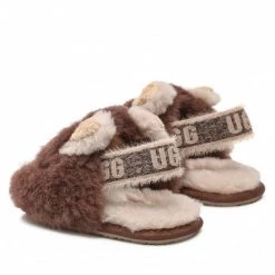 Enfant Chaussons UGG - T Fluff Teah Slide Lion Stuffie 1127712T Sclt Marron -Promos Ugg Magasin 03 0000300310694 rz