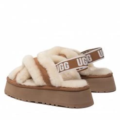 Femme Chaussons UGG - W Disco Cross Slide 1121550 Che Beige -Promos Ugg Magasin 03 0000300314494 ph