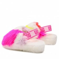 Femme Chaussons UGG - W Fluff Yeah Party Spots 1125006 Wht Multicolore -Promos Ugg Magasin 03 0000300314821 rz