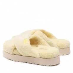 Femme Chaussons UGG - W Fuzz Sugar Terry Cross Slide 1126385 Bpdd Jaune -Promos Ugg Magasin 03 0000300315071 rz
