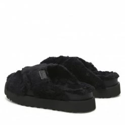 Femme Mules / Sandales De Bain UGG - W Fuzz Sugar Cross Slide 1135131 BLK Noir -Promos Ugg Magasin 03 0000301216605 rz