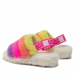 Femme Chaussons UGG - W Fluff Yeah Slide 1097169 Whm Multicolore -Promos Ugg Magasin 04 0000300313893 plj