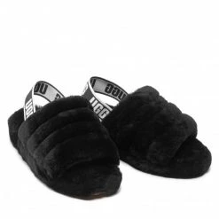 Femme Chaussons UGG - W Fluff Yeah Slide 1095119 W/Blk Noir -Promos Ugg Magasin 05 0000200679280 ts
