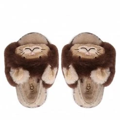 Enfant Chaussons UGG - T Fluff Teah Slide Lion Stuffie 1127712T Sclt Marron -Promos Ugg Magasin 05 0000300310694 rz