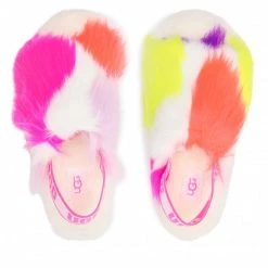 Femme Chaussons UGG - W Fluff Yeah Party Spots 1125006 Wht Multicolore -Promos Ugg Magasin 05 0000300314821 rz