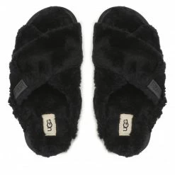 Femme Mules / Sandales De Bain UGG - W Fuzz Sugar Cross Slide 1135131 BLK Noir -Promos Ugg Magasin 05 0000301216605 rz