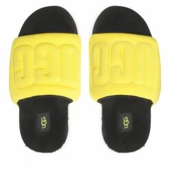 Femme Chaussons Ugg - W Maxi Graphic Slide 1131992 Cyblc Jaune -Promos Ugg Magasin 05 0000301231912 rz