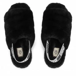 Femme Chaussons UGG - W Fluff Yeah Slide 1095119 W/Blk Noir -Promos Ugg Magasin 06 0000200679280 ts