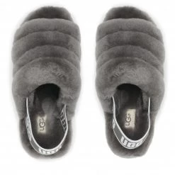 Femme Chaussons UGG - W Fluff Yeah Slide 1095119 W/Chrc Gris -Promos Ugg Magasin 06 0000200679297 ks