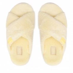Femme Chaussons UGG - W Fuzz Sugar Terry Cross Slide 1126385 Bpdd Jaune -Promos Ugg Magasin 06 0000300315071 rz